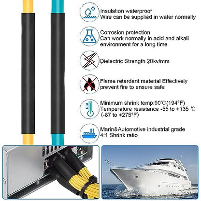 4:1 Dual Wall Adhesive Lined Heat Shrink Tube,Marine Grade Waterproof Shrink Wrap Tubing, Electrical Industrial Automotive Sealing Shrink Tube for Wire Insulation(16mm/10Feet, Black) - color: Black, size: 16mm/10Feet