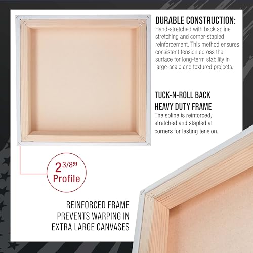 U.S. Art Supply Stretched Canvas for Painting 16" x 16" 2-3/8" Extra Deep - size: 16" x 16"