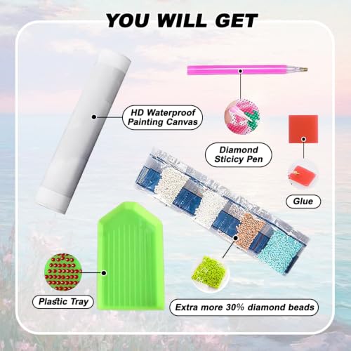 YULIDECO Seaside Diamond Art Kits for Adults, Sunset Diamond Painting - color: DP04389