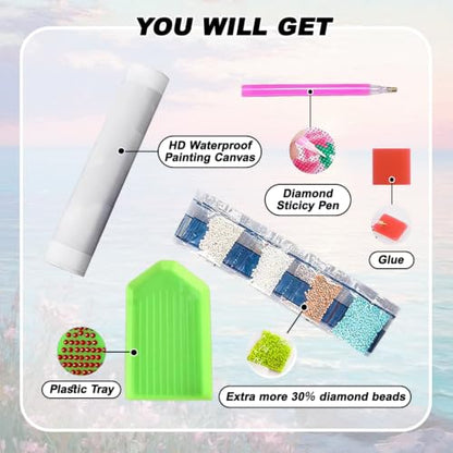 YULIDECO Seaside Diamond Art Kits for Adults, Sunset Diamond Painting - color: DP04389