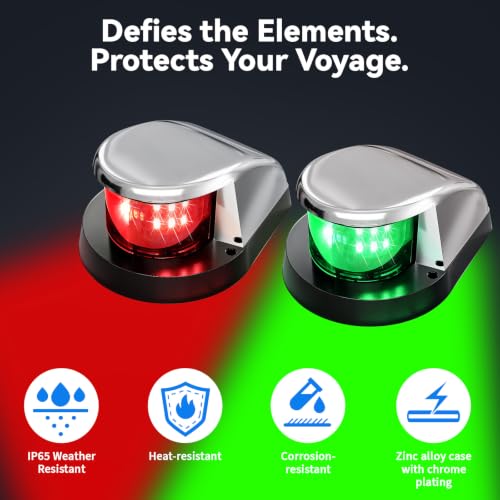 Boat Light, Lights for Boat,Navigation Light with Red Green LED 12V 2 Pack - size: 1 Pack Red and 1 Pack Green