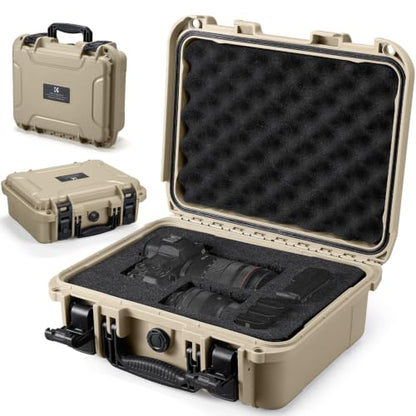 K&F CONCEPT Waterproof Hard Case, IP67 Protective Case with Pre-Scored Foam - color: Khaki