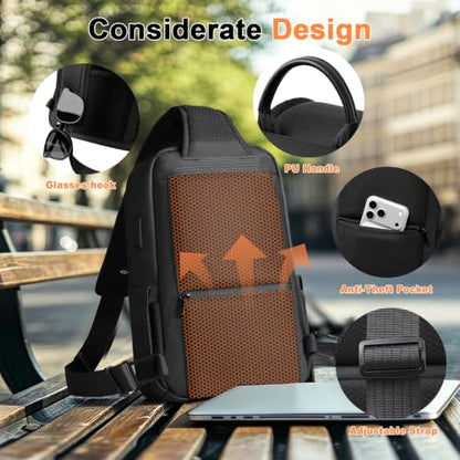Crossbody Sling Chest Shoulder Bag for Men Women with USB Charging Port