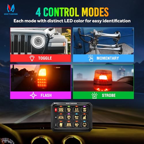 MICTUNING P1Y+ 12 Gang Switch Panel Wireless Remote Control Up to 230FT - color: Remote, size: 12 Gang
