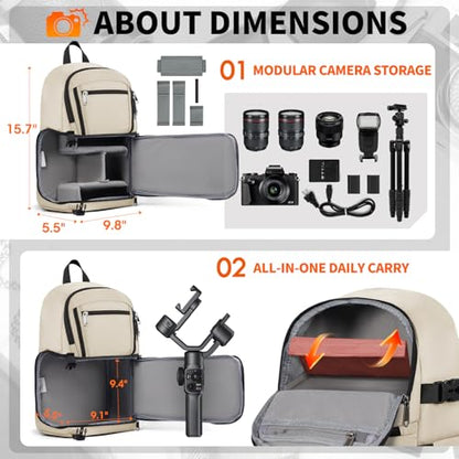 RAINSMORE Camera Sling Bag, Small Dslr/Mirrorless Camera Bag & Case - color: Beige