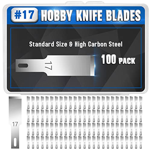 DIYSELF 100 Pack Exacto Blades Refills #17, Carbon Steel Chisel Blades - style: #17