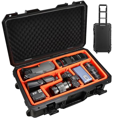 Camera Case 22.7" Waterproof Travel Rolling Drone Photo Kit Hard Case
