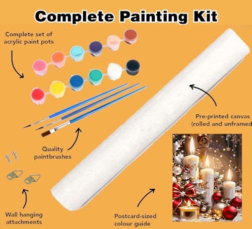 Meothan Paint by Numbers Kit for Adults Beginner 16x20 inch (Without Frame) - color: 1 Pack Christmas Candles, size: 15.7 x 19.7 in