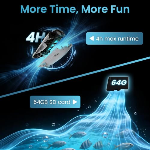 Underwater Drone, Mini S submarine drone with 4K+EIS Image Stabilization Camera for Real-Time Viewing Depth & Temperature Data, Direct-Connect Remote Controller, Dive to 330ft Underwater, Portable ROV (Grey) - color: Grey