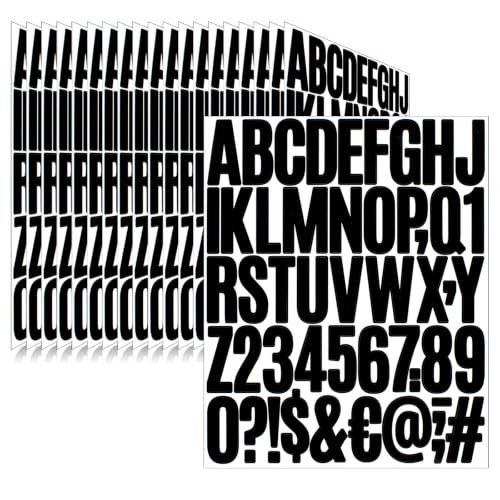 Letter Stickers,Mailbox Numbers,2 Inch Waterproof Vinyl Alphabet - color: Black 20 Sheets, size: 2 Inch
