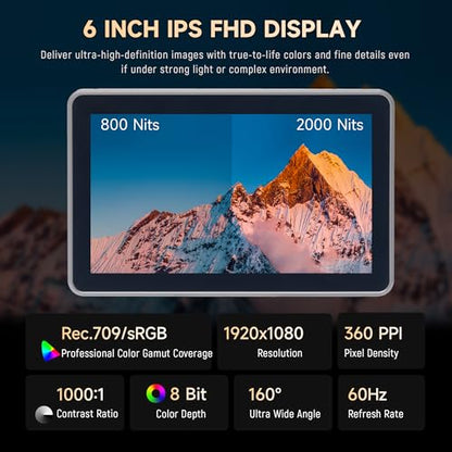 VILTROX DC-X2 2000 Nits 6 inch Touchscreen 4K HDMI Camera Field Monitor - size: DC-X2