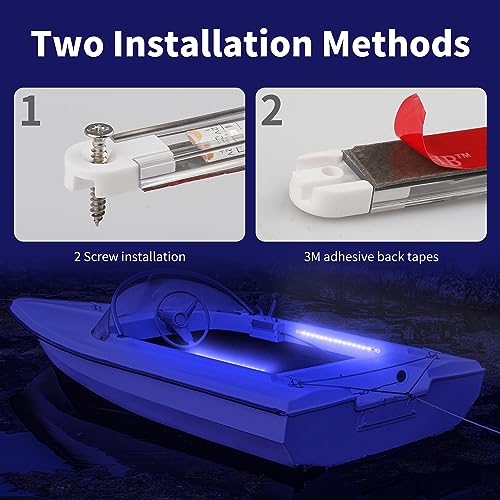 RVZONE Marine LED Boat Strip Lights, Blue 4‑Pack IP67 Interior Lighting - color: Blue/11.8 inch/4 Pcs