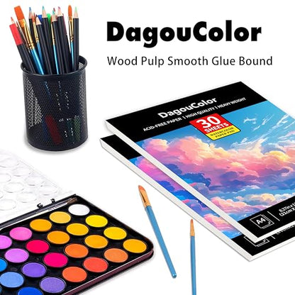 DagouColor Watercolor Paper Pad, 30 Sheets - Cloud Pink, A4, 2 Pack - color: Cloud Pink