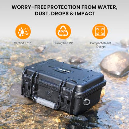 IP67 Waterproof Hard Case 11 Inch with Padded Dividers or Pick and Pluck Foam Interior, Protective Carrying Case for Smaller Mirrorless Cameras, Drones and Electronics