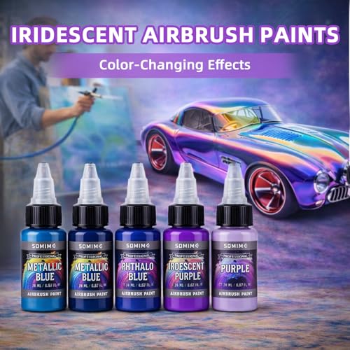 44 Colors Water-Based Acrylic Airbrush Paint Set with 6 Thinners - size: 0.67 Fl Oz (Pack of 1)