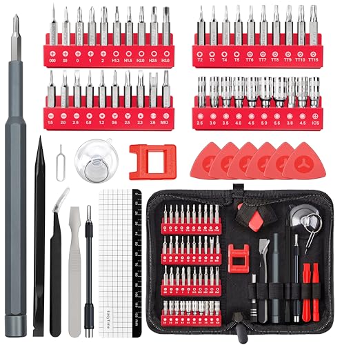 Electronics Small Screwdriver Set: 57 PCS Mini Precision Repair Tool Kit - color: Red