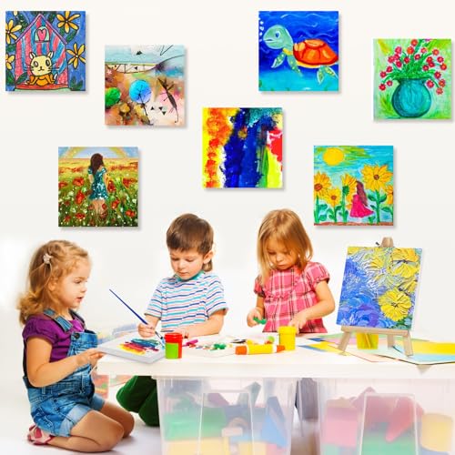 22PCS Mini Canvases for Painting – 5 x 5 in Bulk Small Square Stretched Canvases, 0.4 in Thick Blank Canvas for Students, Art Supplies, School & Home Crafts - size: 22PCS Mini Canvas -5x5ln