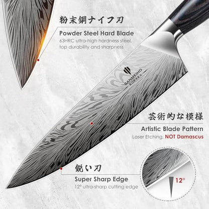 Chef Knife in Powder Steel, Japanese Kitchen Knife 8 Inch - size: 8.2"