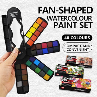 kander 30 Color Watercolor Paint Set with Detail Paint Brushes