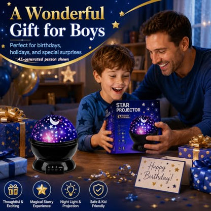 Star Projector Night Light for Kids | Star Lights for Bedroom - color: Black