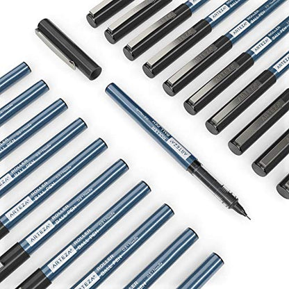 ARTEZA Rollerball Pens, 20 Pack, 0.5 mm Needle Nib, Black Liquid Ink - color: Black, style: 20 pack - 0.5 mm