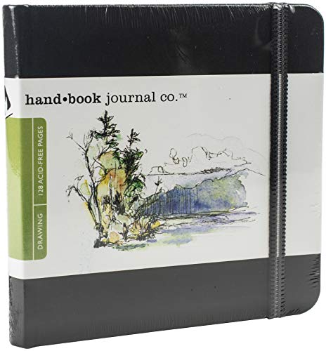 Travelogue Drawing Book, Square 5-1/2 x 5-1/2, Ivory Black Artist Journal