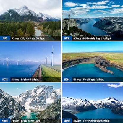 NEEWER ND & CPL Filter Set Compatible with DJI Mini 4 Pro, 8 Pack UV CPL ND8 ND16 ND32 ND64 ND128 ND256 CPL Polarizer Neutral Density Drone Lens Filters, Multi Coated HD Optical Glass/Aluminum Frame - size: Mini 4Pro, style: 8 Pack ND&CPL&UV Filter