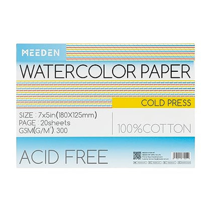 MEEDEN Cotton Watercolor Paper Block: 5" x 7" Cold Pressed of 20 Sheets - color: Cold Press, size: 5×7"