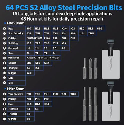 STREBITO Mini Electric Screwdriver, 70 in 1 Small Electric Screwdriver Set - style: Upgraded