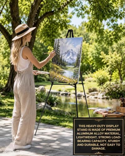 MXG 33-64"Height Adjustable Aluminum Black Display Easel for Painting,Signs - color: Black