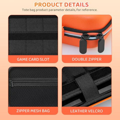 PAWDIARY Switch 2 Carrying Travel Case Orange Bag, with Hard PC Dockable Case Skin Compatible with Nintendo Switch 2 2025 Console, HD Screen Protector and 2 Thumps Caps, Secure Protection - color: Orange