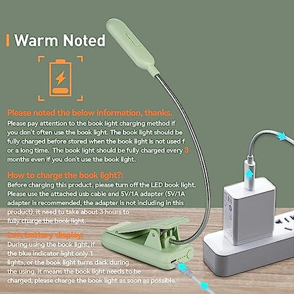 VAVOFO Rechargeable Reading Light, Clip on Book Light for Reading in Bed - color: Avocado Green