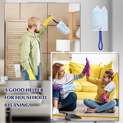 Yaomiao 100 Pcs Duster Refills with 20 Replacement Handle, Blue - color: Blue