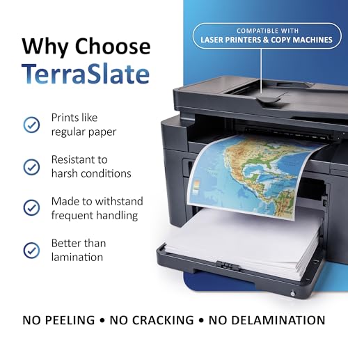 TerraSlate Copy Paper Waterproof Laser Printer, Rain Weatherproof, 5 Mil, 8.5x11-inch, 500 Sheets - size: 500 Sheets
