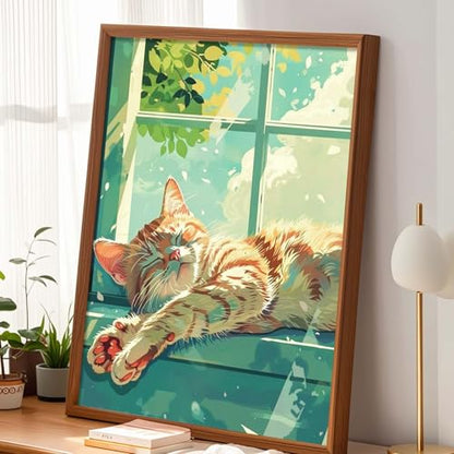 Alptiny Sleeping Cat Paint by Numbers Kit for Adults Beginner, 16x20 Inch - color: Cat