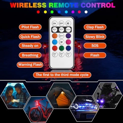 6PCS Wireless LED Strobe Lights, Upgraded 4LEDs RGB Lights for Cars Trucks - size: 6PCS (Upgraded 4LEDs)