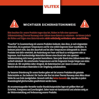 VLITEX Lithium Battery Storage Box L (Large) | Engineered in Germany | Fireproof E-Fiberglass & Silicone Blend | Certified Lipo Safe Bag Container