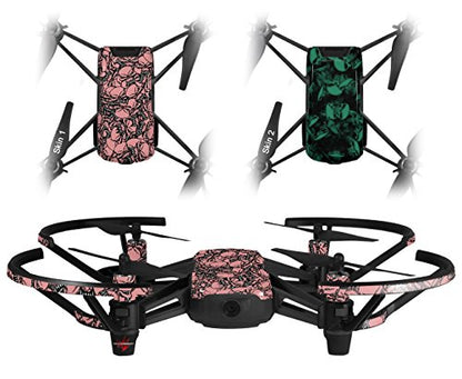 Skin Decal Wrap 2 Pack Compatible with DJI Ryze Tello Scattered Skulls Pink Drone NOT Included