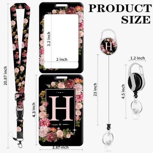 H Retractable ID Badge Holder Reel with Detachable Breakaway Lanyard - color: H