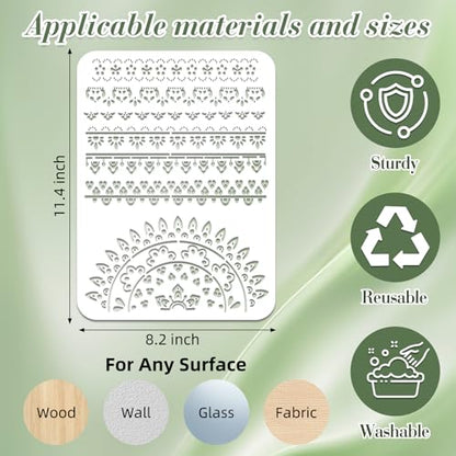 Mandala Stencils for Crafts Reusable 12Pcs Stencils(11.4X8.2 Inch) - color: Mandala