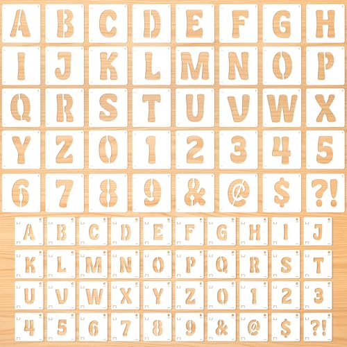 Letter Stencils, 80 Pcs Large Alphabet and Numbers Stencils (1Inch & 2Inch) - size: 1Inch&2Inch