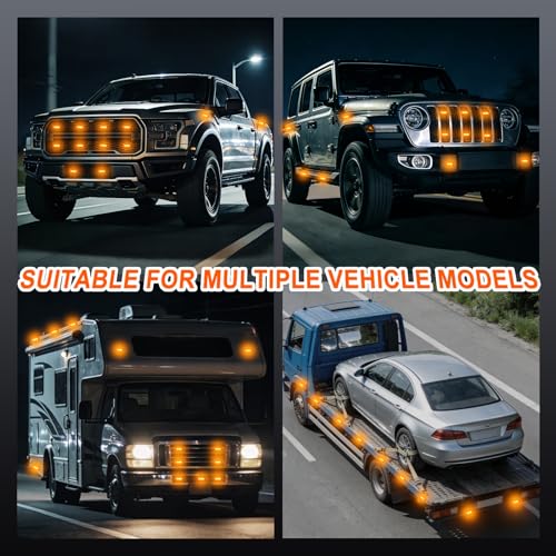 1PCS 3 LED Amber Strobe Lights for Trucks Vehicles Cars - color: Yellow, size: 3LED-1PCS