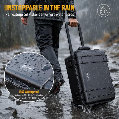 Lykus HC-4920 Hard Case with Wheels and Foam, Inner Size 18.5*13.78*7.28in - size: HC-4920