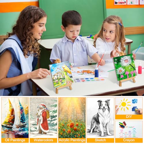 128 Pcs /64 Pack 4 x 4 Inch Mini Canvas and Easel Set Bulk for Paint Party - size: 4 x 4 Inch