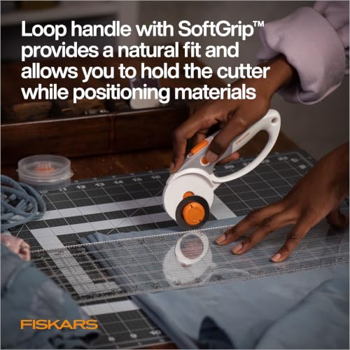 Fiskars 45mm/60mm DuoLoop Titanium Easy-Change Rotary Cutter for Fabric - color: DuoLoop, size: 45/60mm