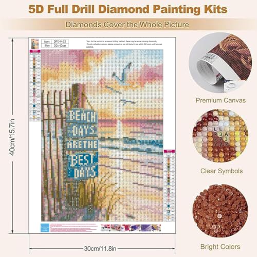 Beach scenery Diamond Art Kits for Adult Diamond Painting Kit for Beginner - color: DP04463