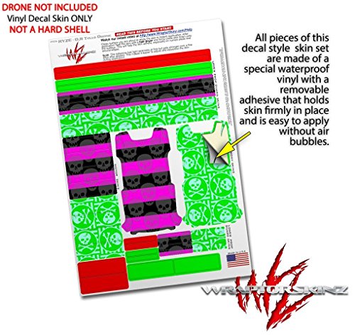 Skin Decal Wrap 2 Pack Compatible with DJI Ryze Tello Skull Stripes Pink Drone NOT Included