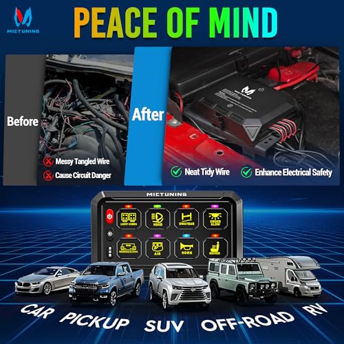 MICTUNING P1Y+ 8 Gang Switch Panel with APP & Remote Control 230FT - color: With APP& Remote), size: 8 Gang