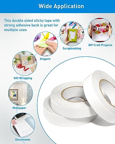 3 Rolls Double Sided Tape for Crafts 0.6in by 43-FT - style: 0.6in* 3 Rolls