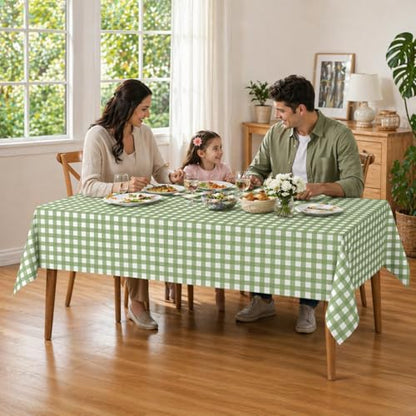 3 Pcs Sage Green Gingham Tablecloths, Checkered Table Covers 54 x 108 Inch - color: Sage Green
